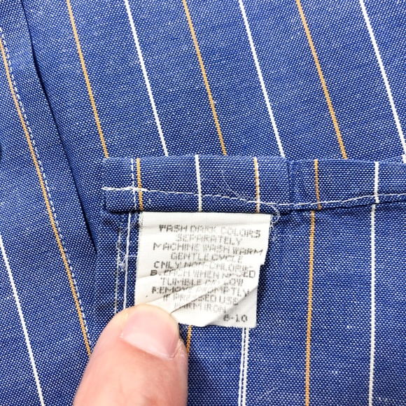 VTG Burberry Blue Multicolor Stripe Shirt 15.5 34 - Picture 7 of 8